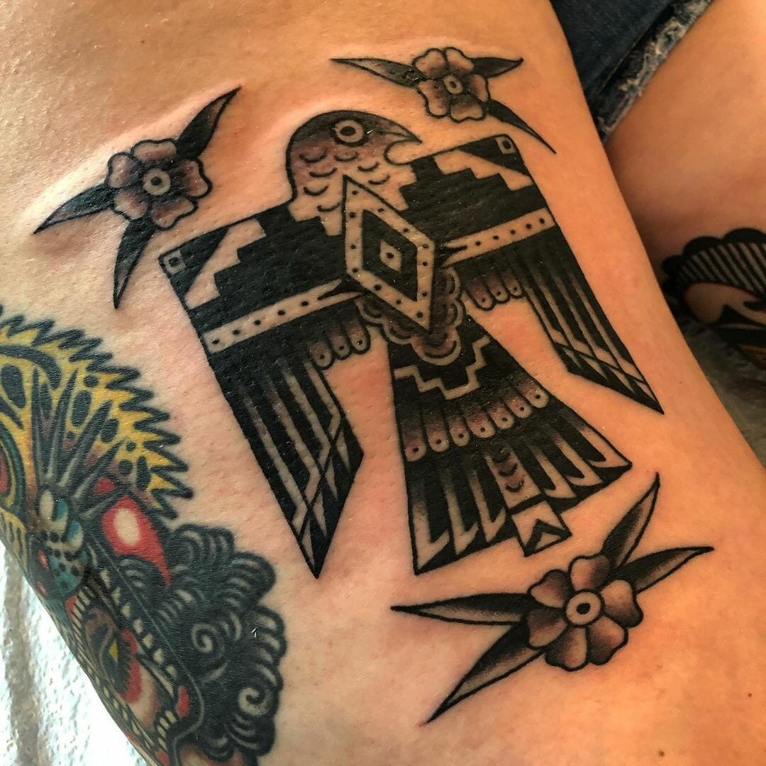 A Quintessential Blackwork Thunderbird Tattoo