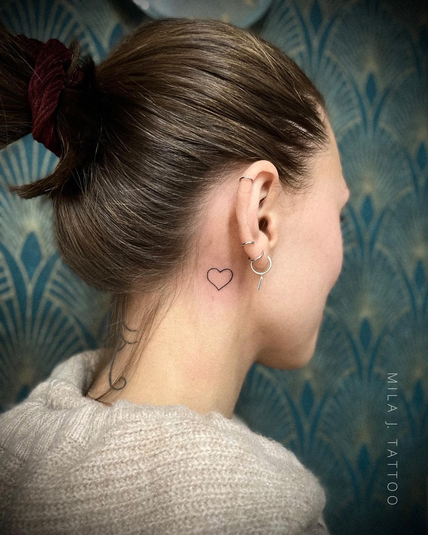 Heart Tattoo Behind Ear