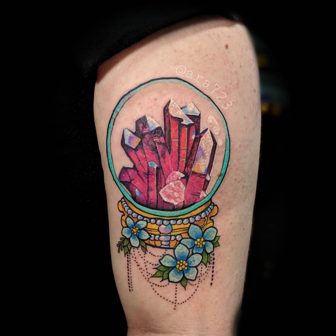 Hidden Jewel Crystal Ball Tattoo