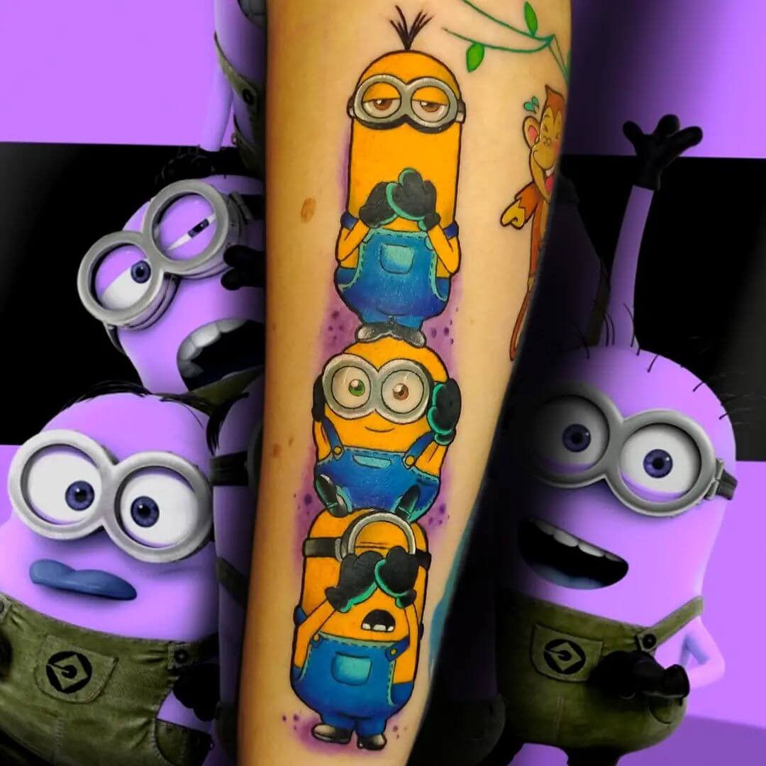 Three Monkeys Minion Tattoo