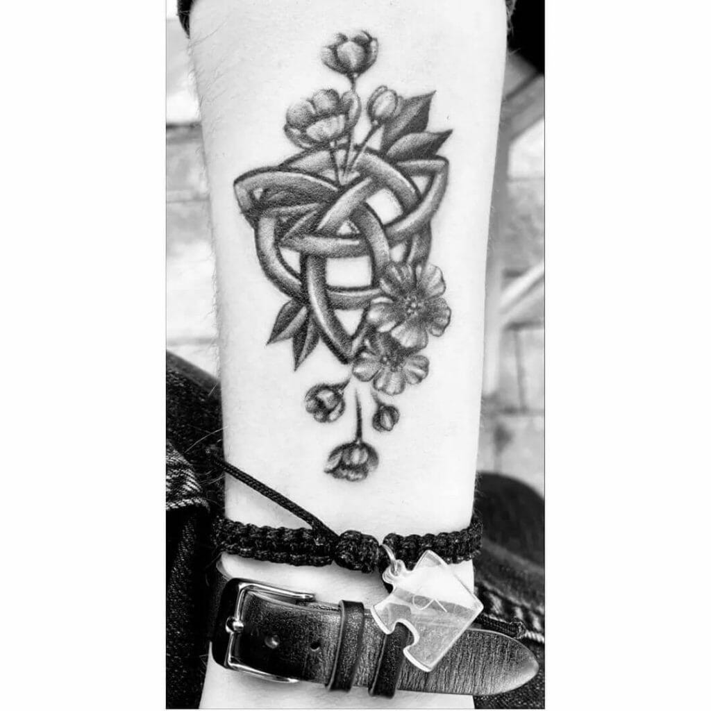 Sister Celtic Knot With Flower Tattoo