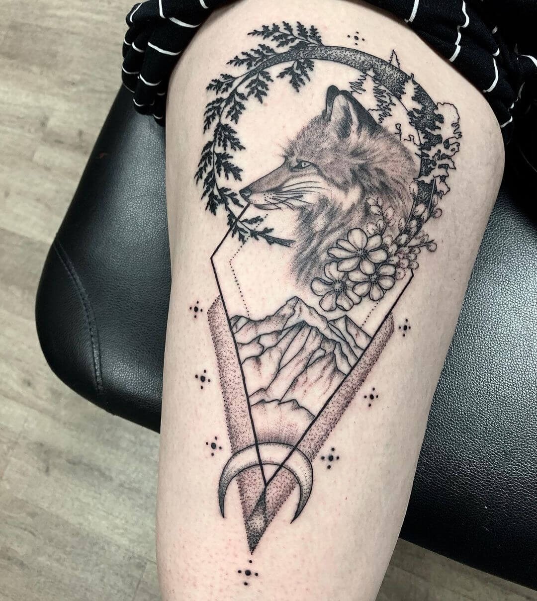 Geometric Forest Silhouette Tattoo