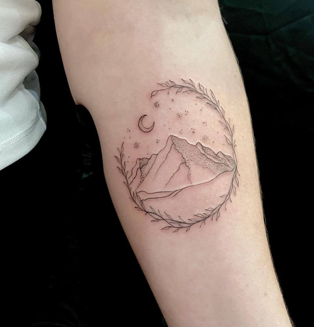 Dainty Tattoo With Scenic Wreath