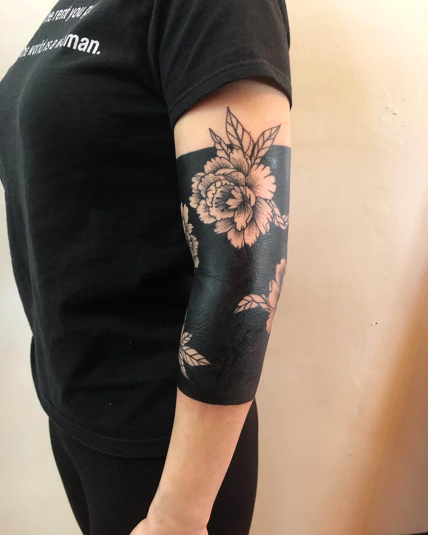 Blackout Floral Designs Tattoo