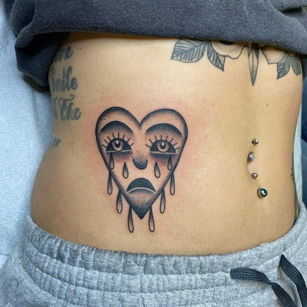 Crying Heart Tattoo Meaning Designs For Your Lower Abdomen