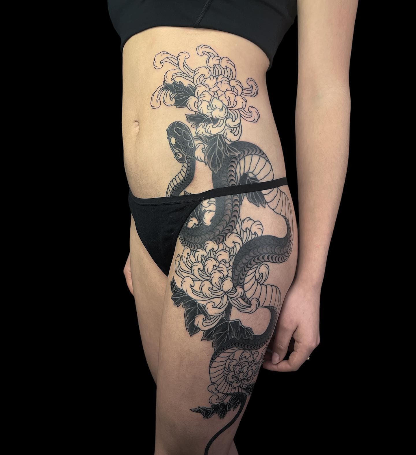 Japanese Snake Wrap Around Tattoo