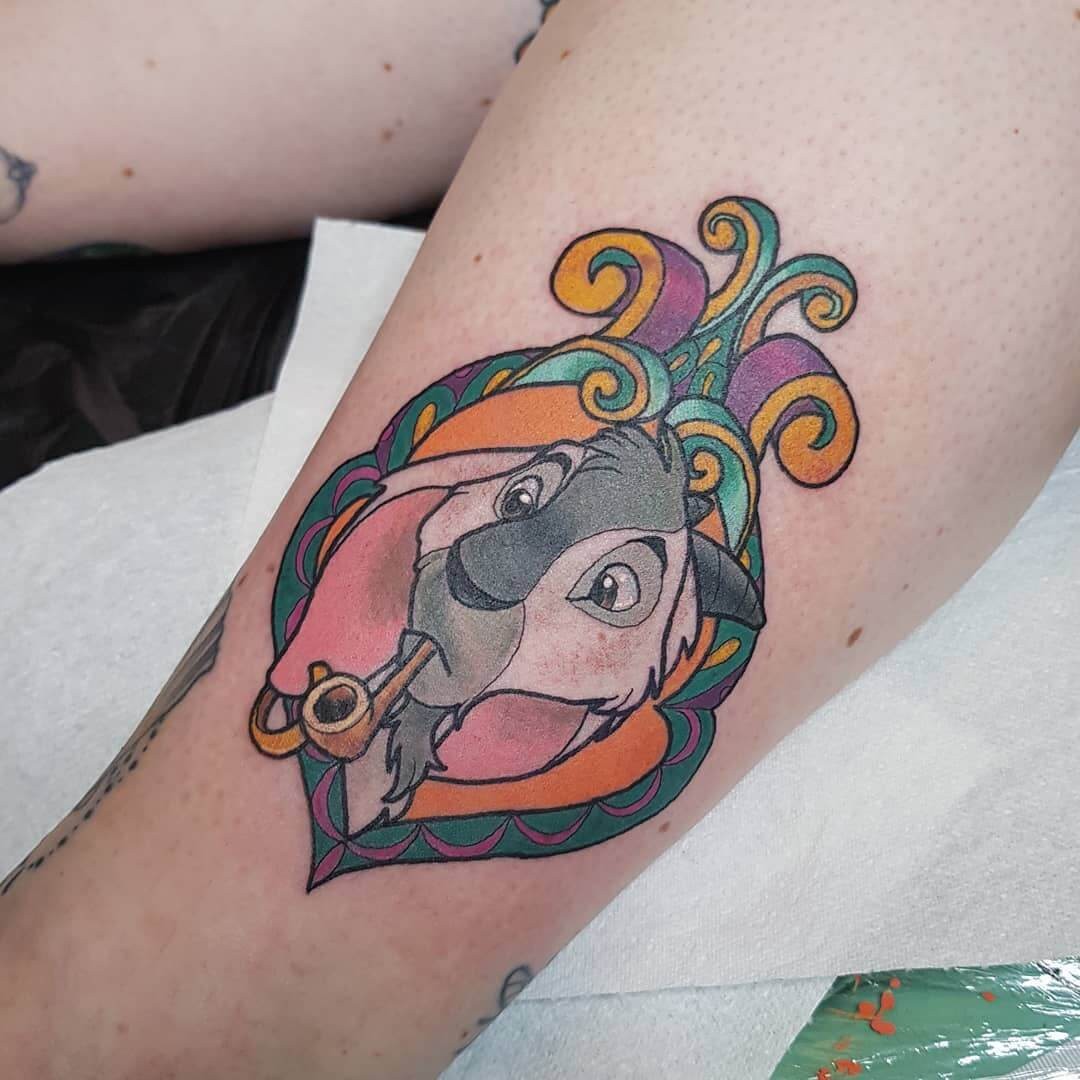 Cute Cartoon Goat Head Tattoo