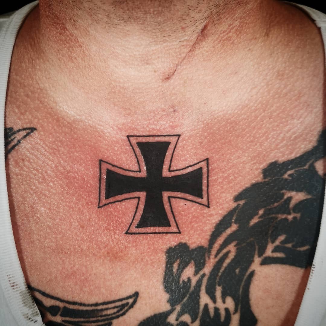 Small Black Iron Cross Tattoo