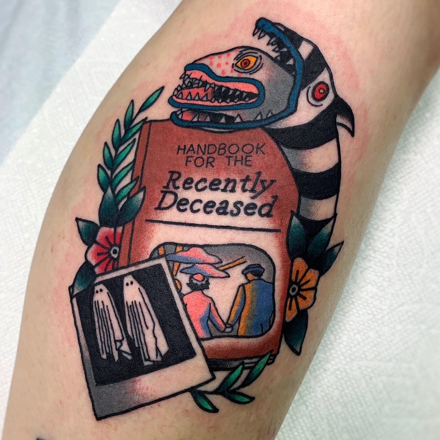 Cool Beetlejuice Tattoo Idea Movie Art Elements Tattoo Design Calf Muscle Tattoo