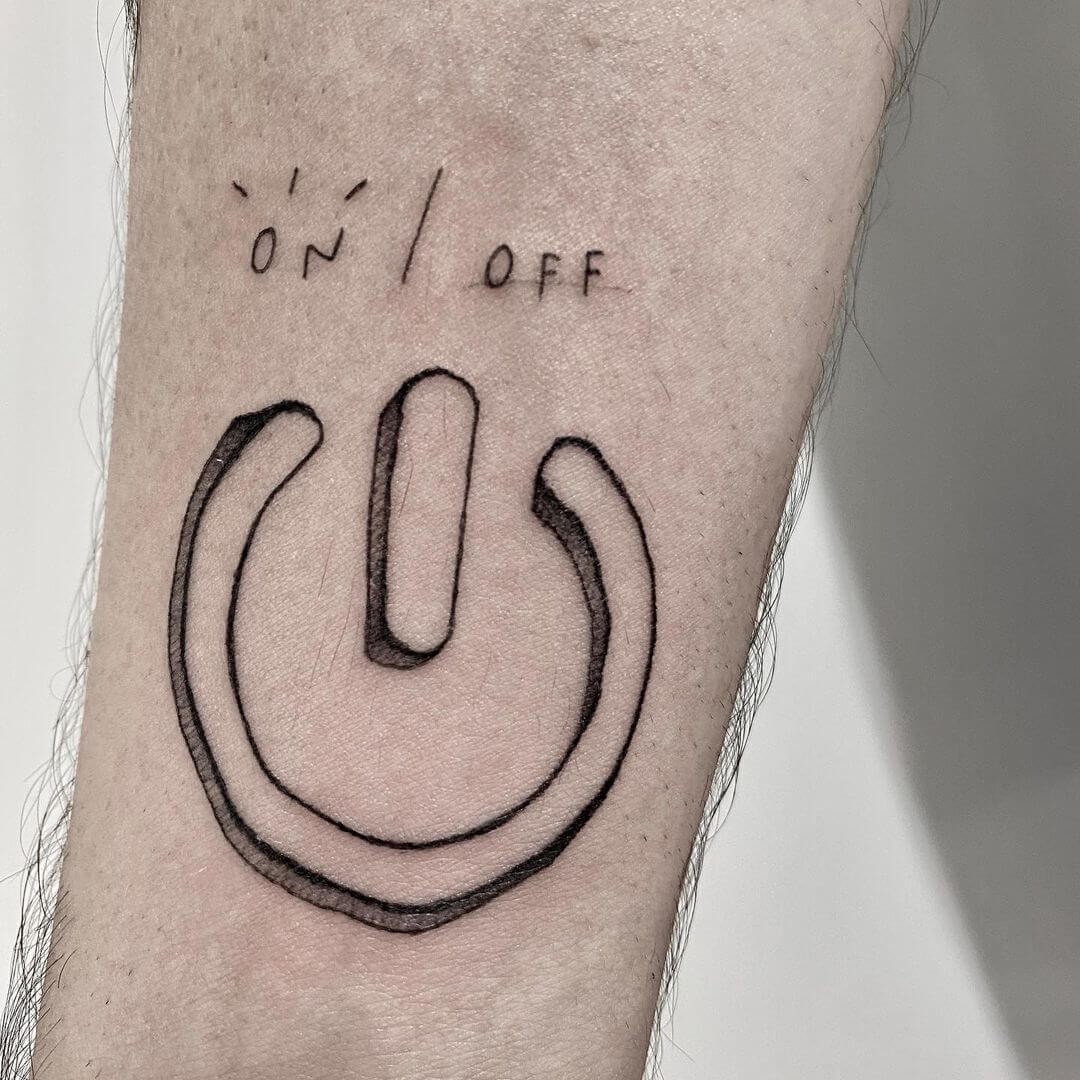 Unique Power Button Tattoo Design