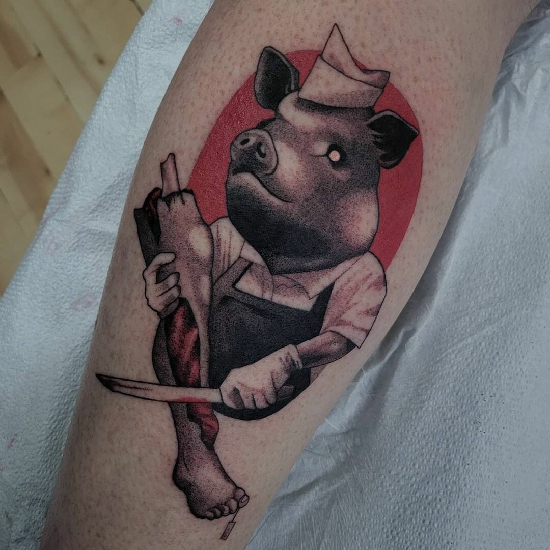 Vegan Pig Role Reversal Tattoo