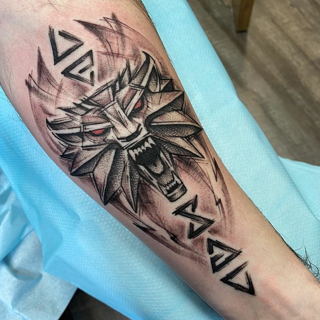 Witcher Sign Arm Tattoo