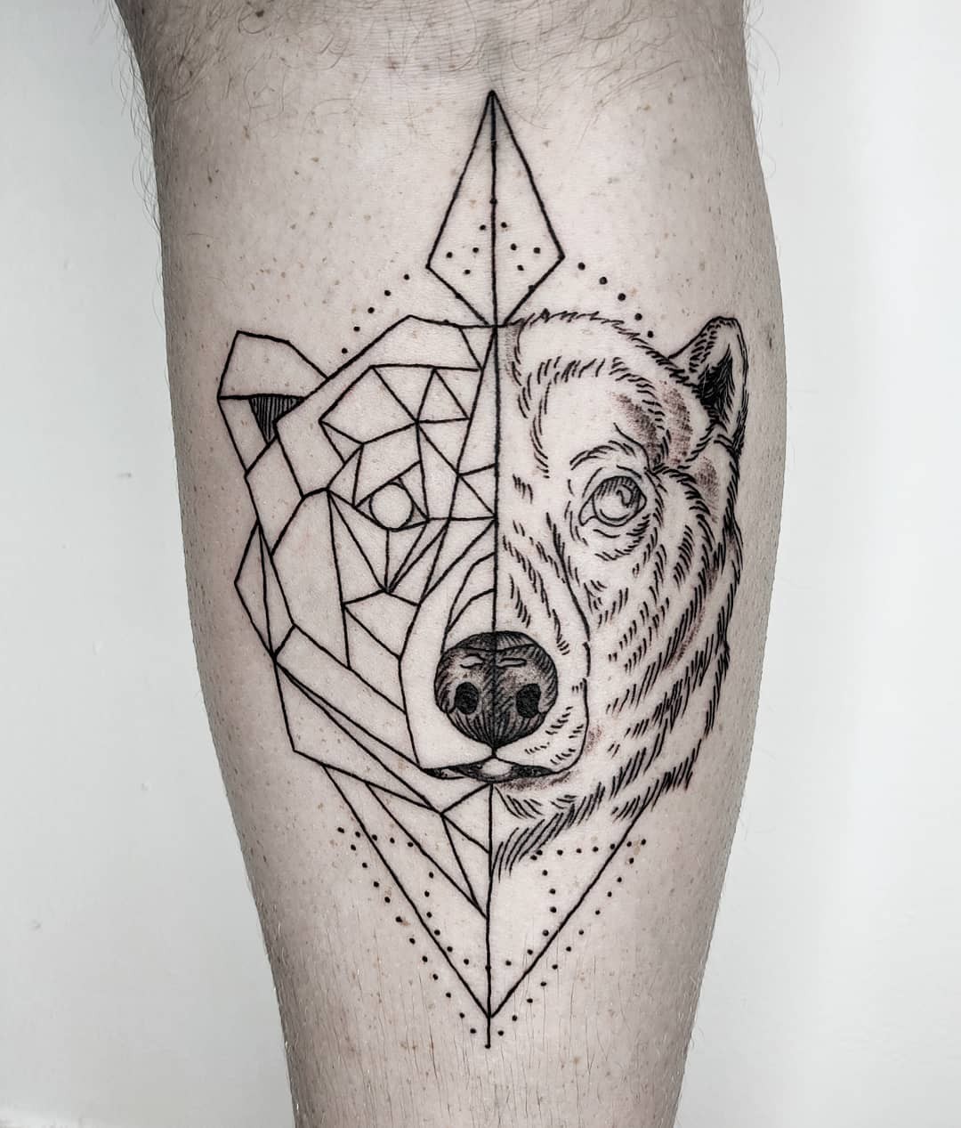 Black Bear Geometric Tattoo