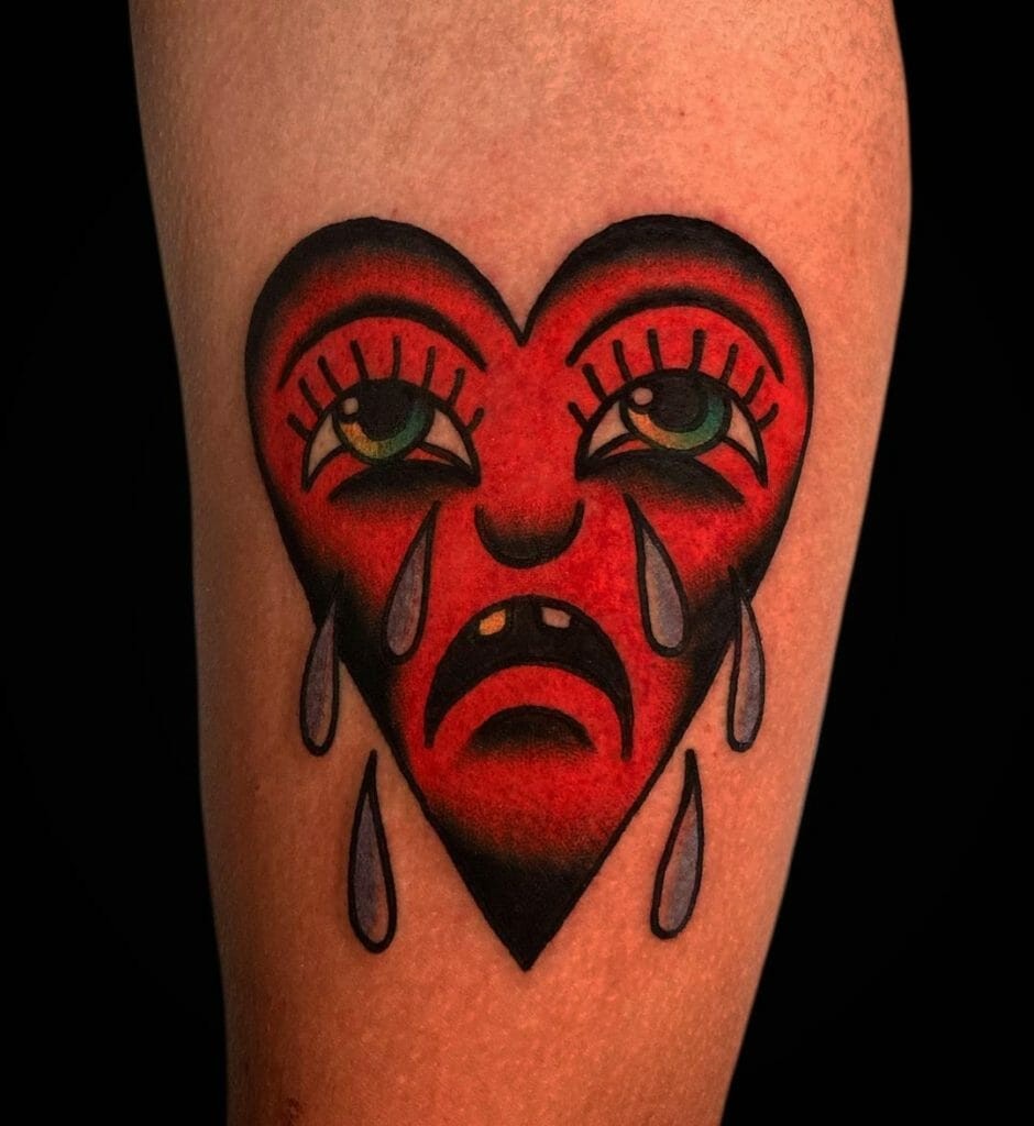 Funny Crying Heart Tattoos