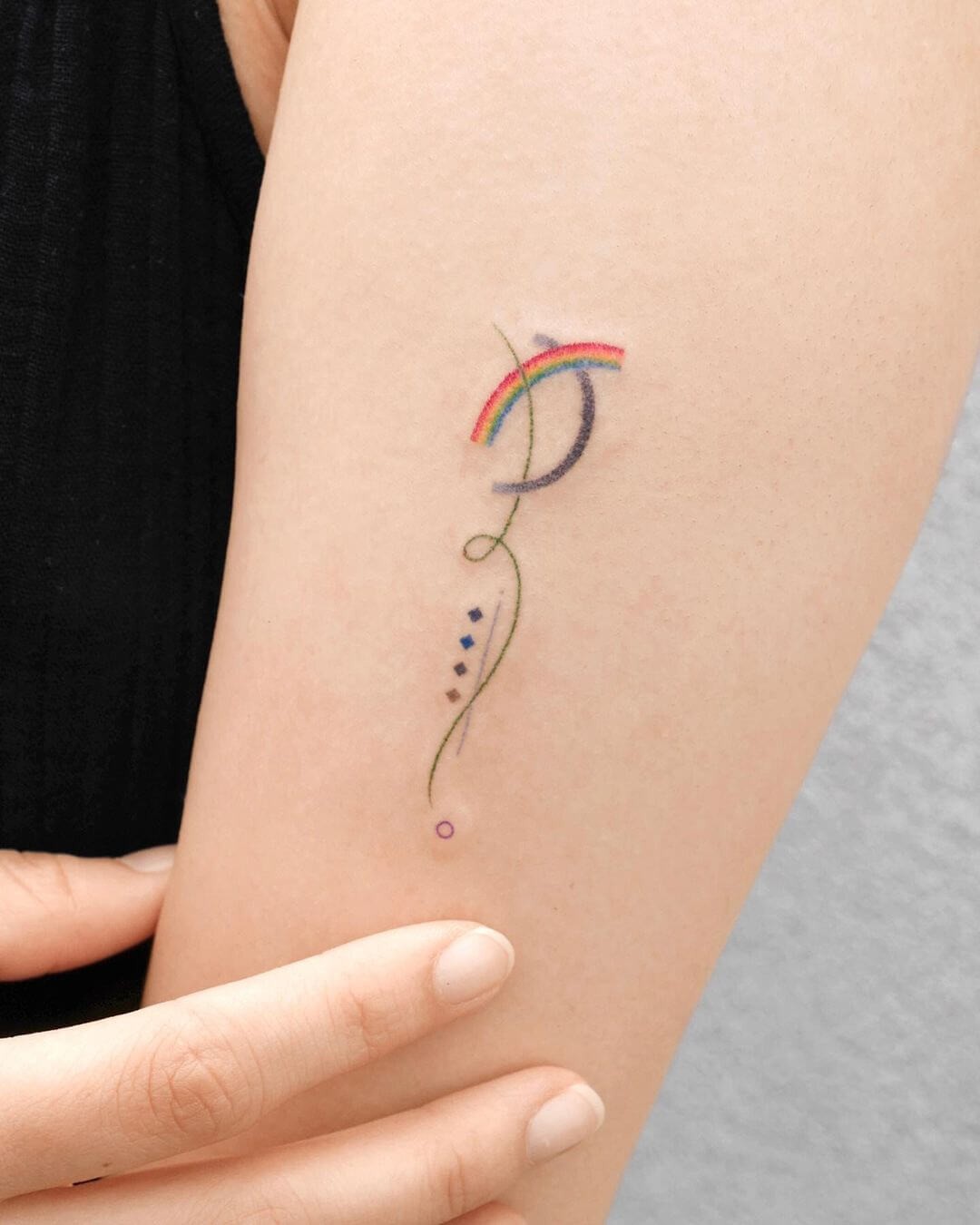 Minimalist Tattoo Rainbow With Abstract Designs