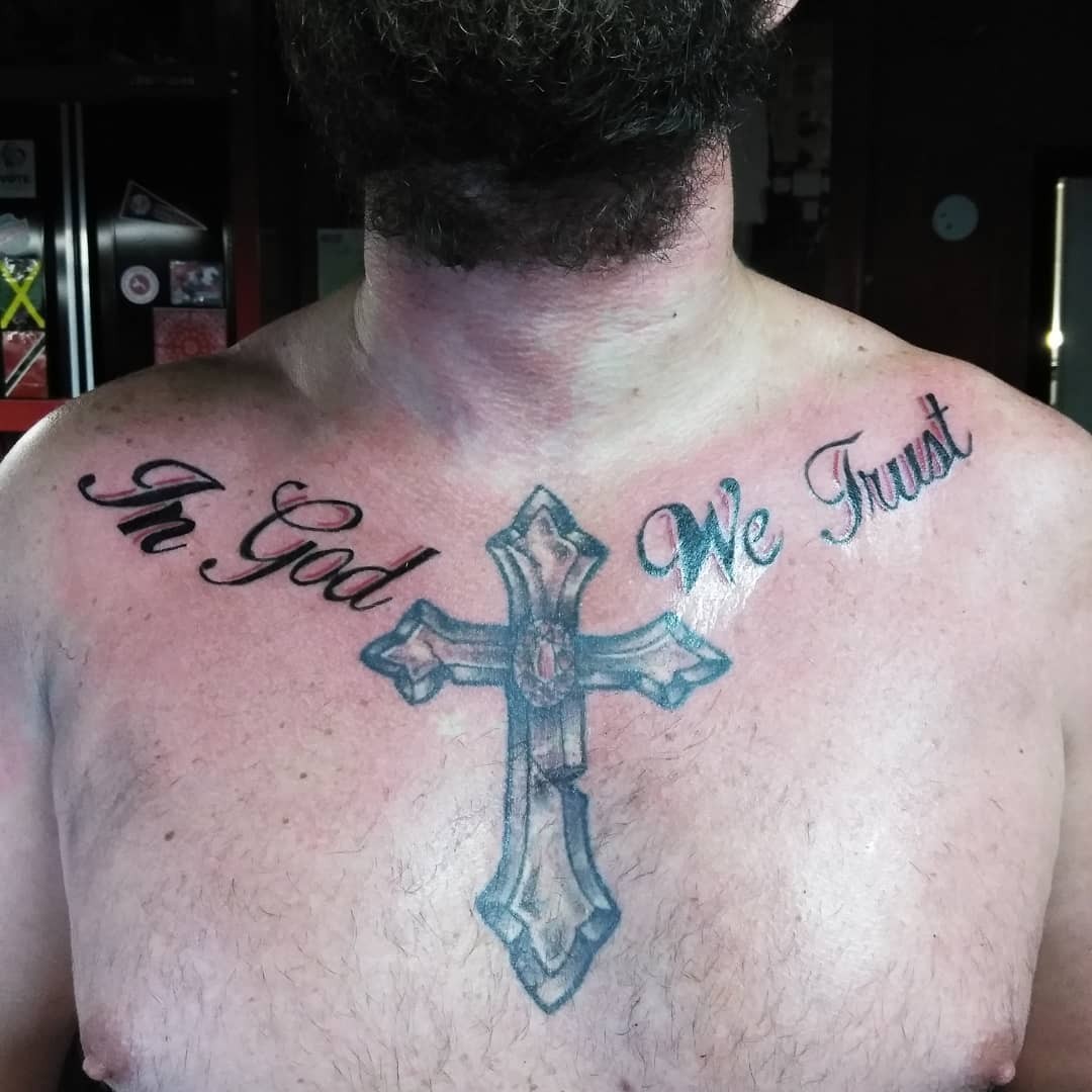 Chest In God We Trust Tattoo