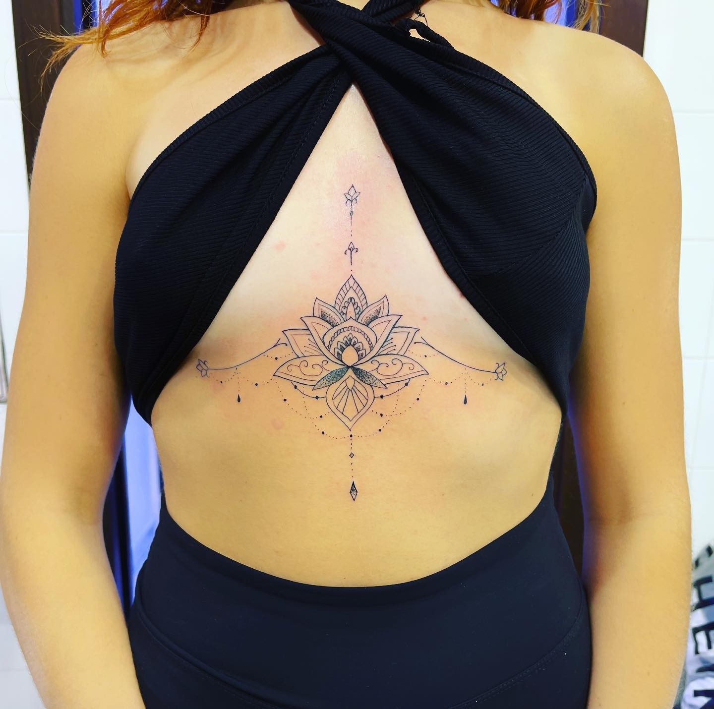 Lace Mandala Under Breast Tattoo