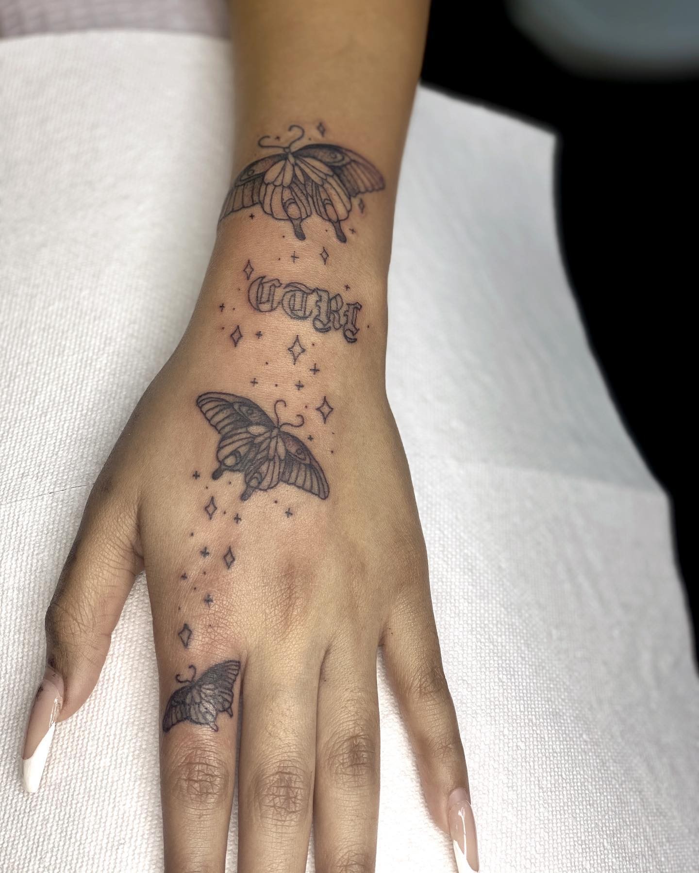 Ctrl Tattoo Wrist With Butterfly Flying Design