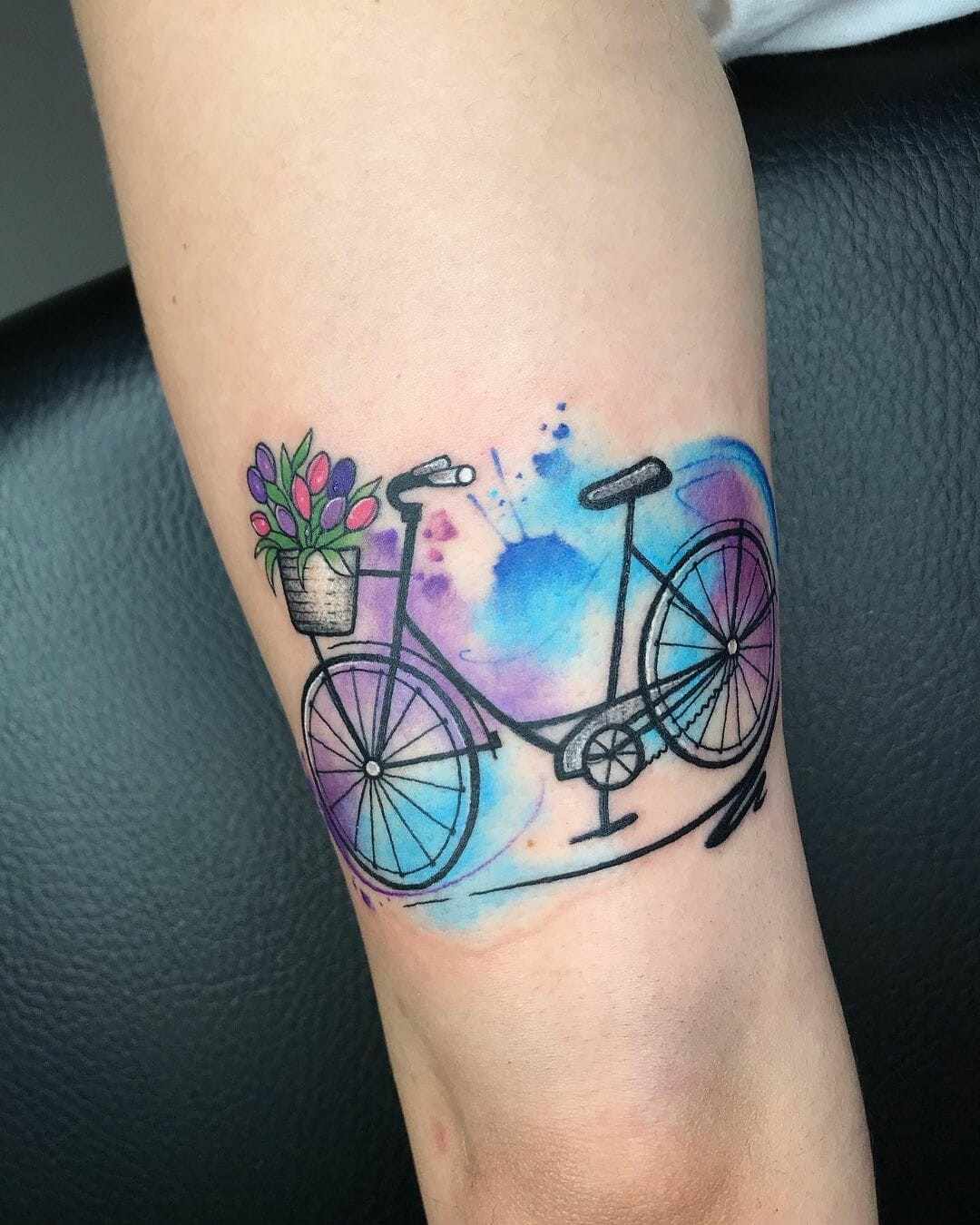 Vibrant And Colourful Bicycle Tattoo