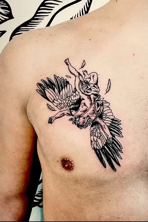 A Complex Graphic Icarus Tattoo