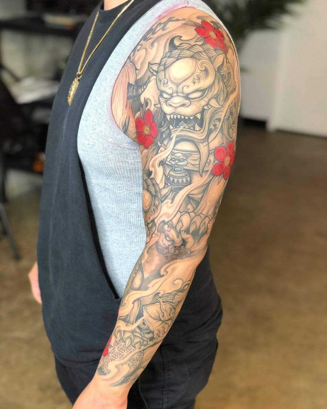 Money Frog Sleeve Tattoo