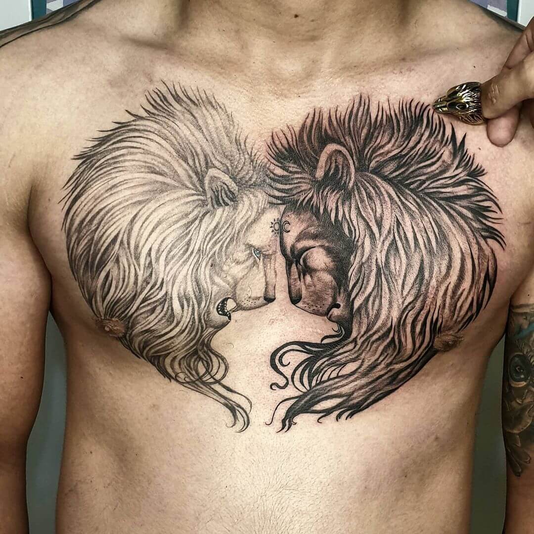 Lion Chest Tattoo