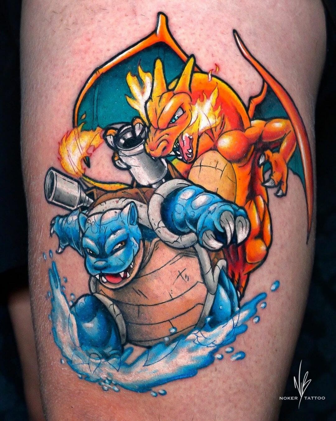 Blastoise And Charizard Tattoo