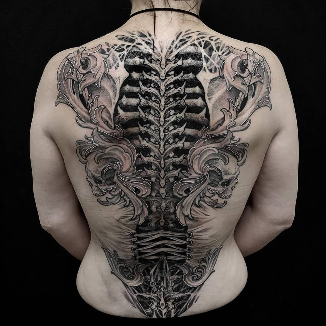 Gorgeous And Elaborate Corset Tattoo Design