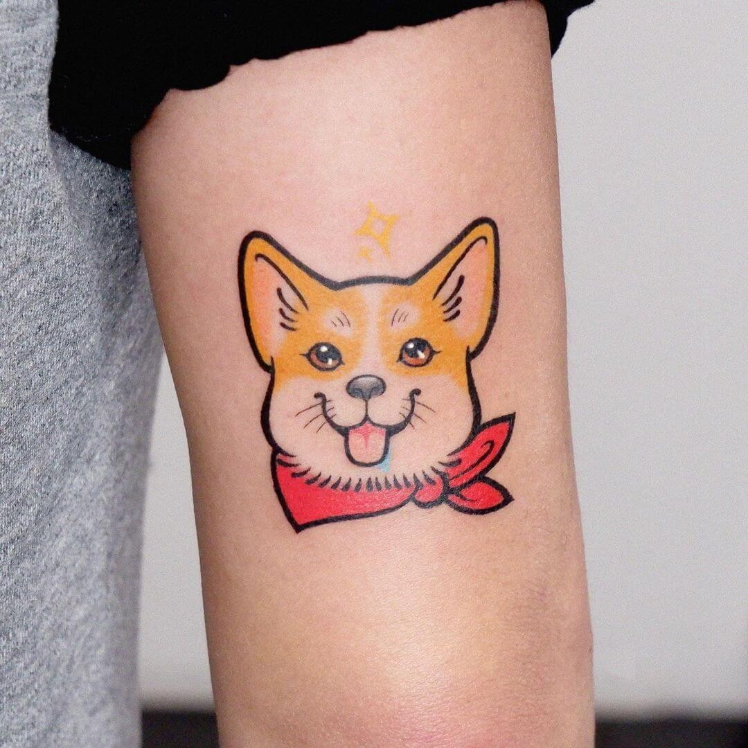 Cute Animated Corgi Tattoo