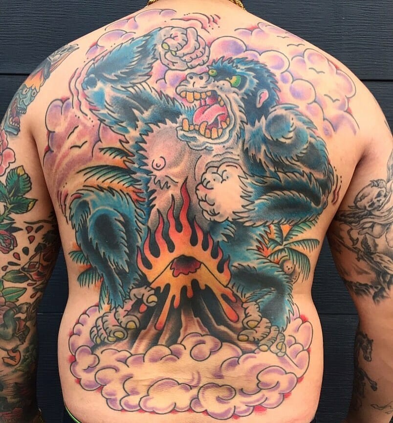 Colorful Large Gorilla Tattoo