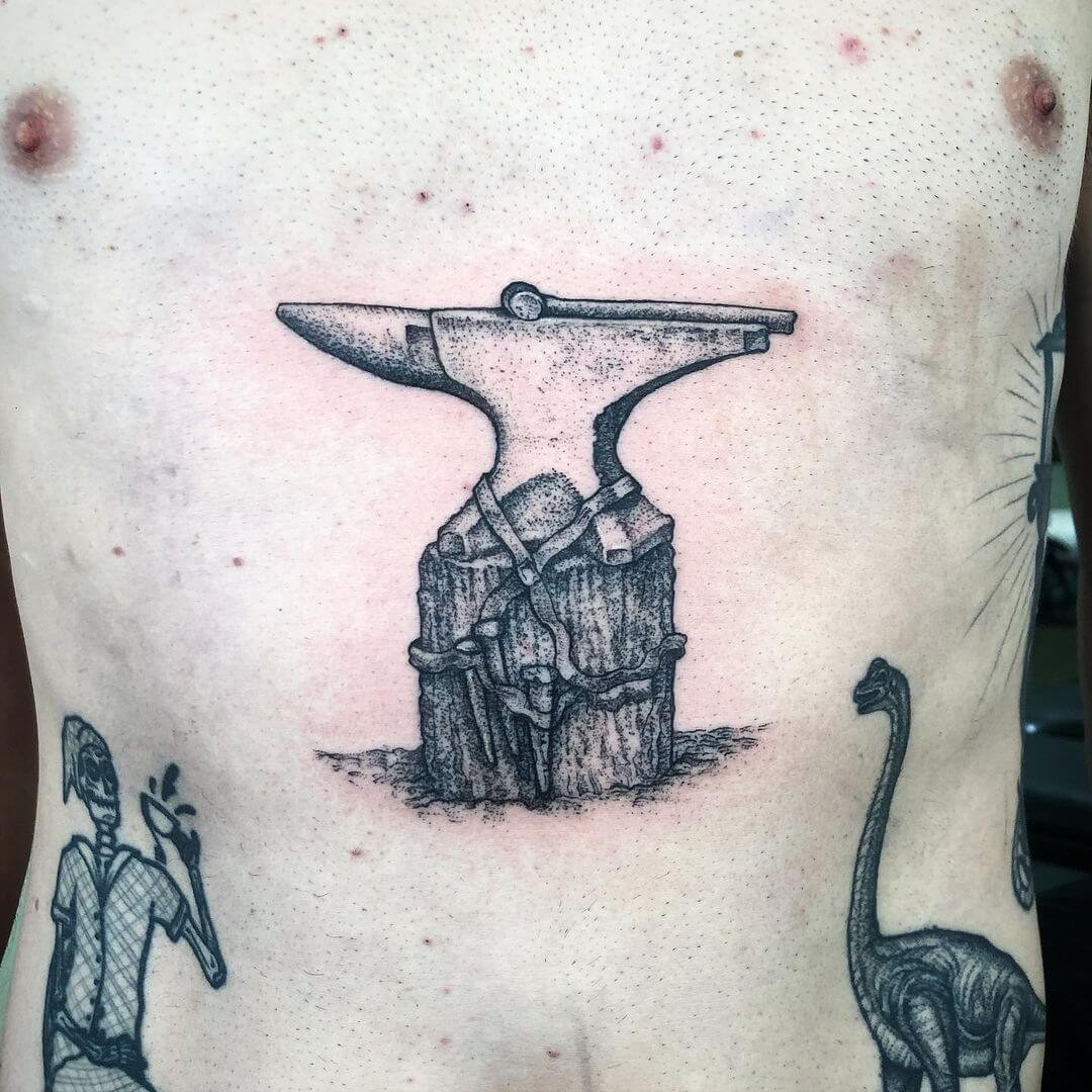 An Anvil Tattoo As An Addition To Other Designs