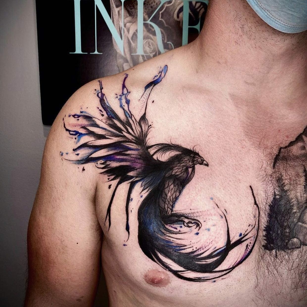 Phoenix Chest Tattoo