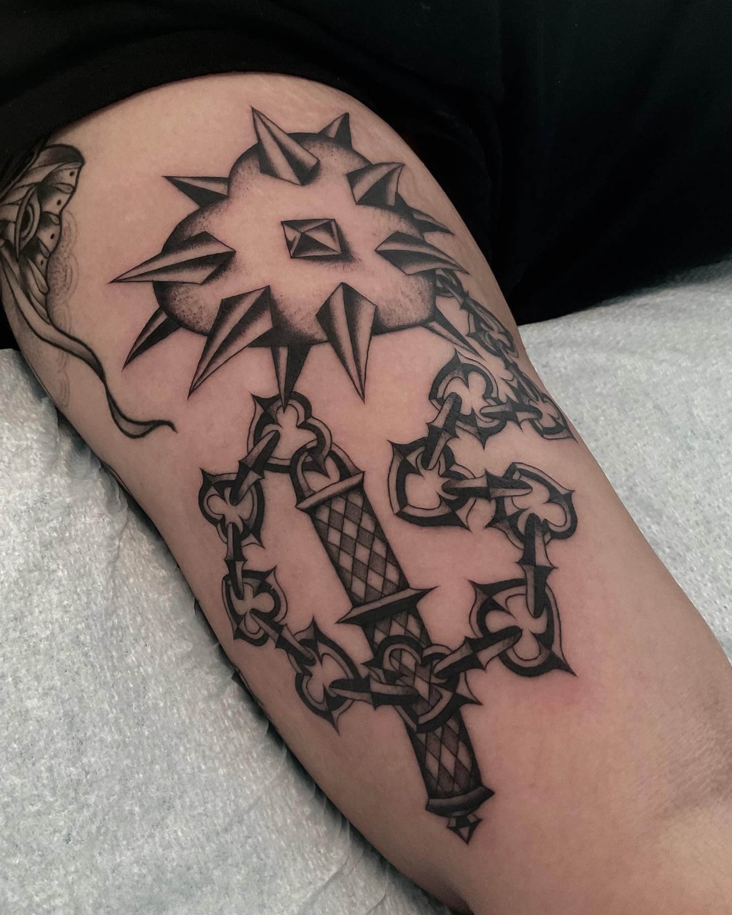 Traditional Flail Tattoo