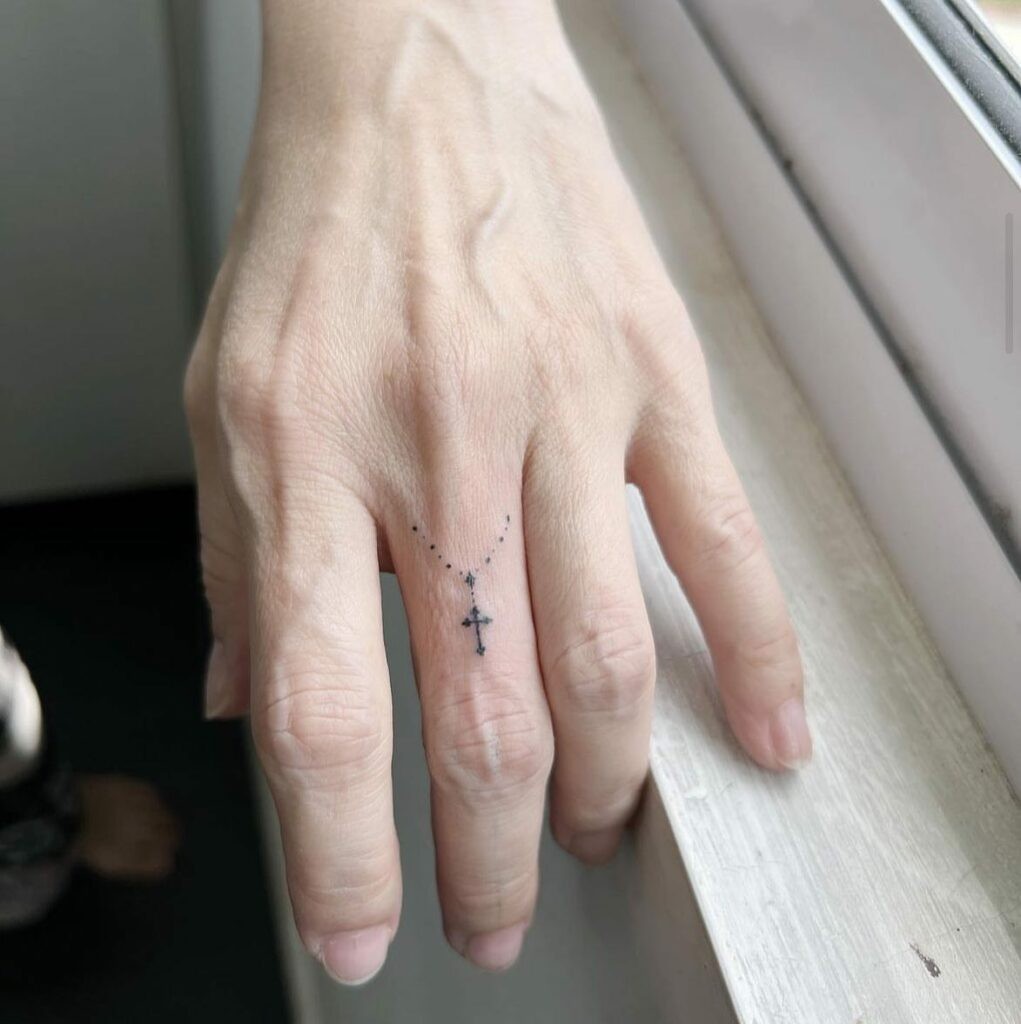 Rosary Finger Tattoo