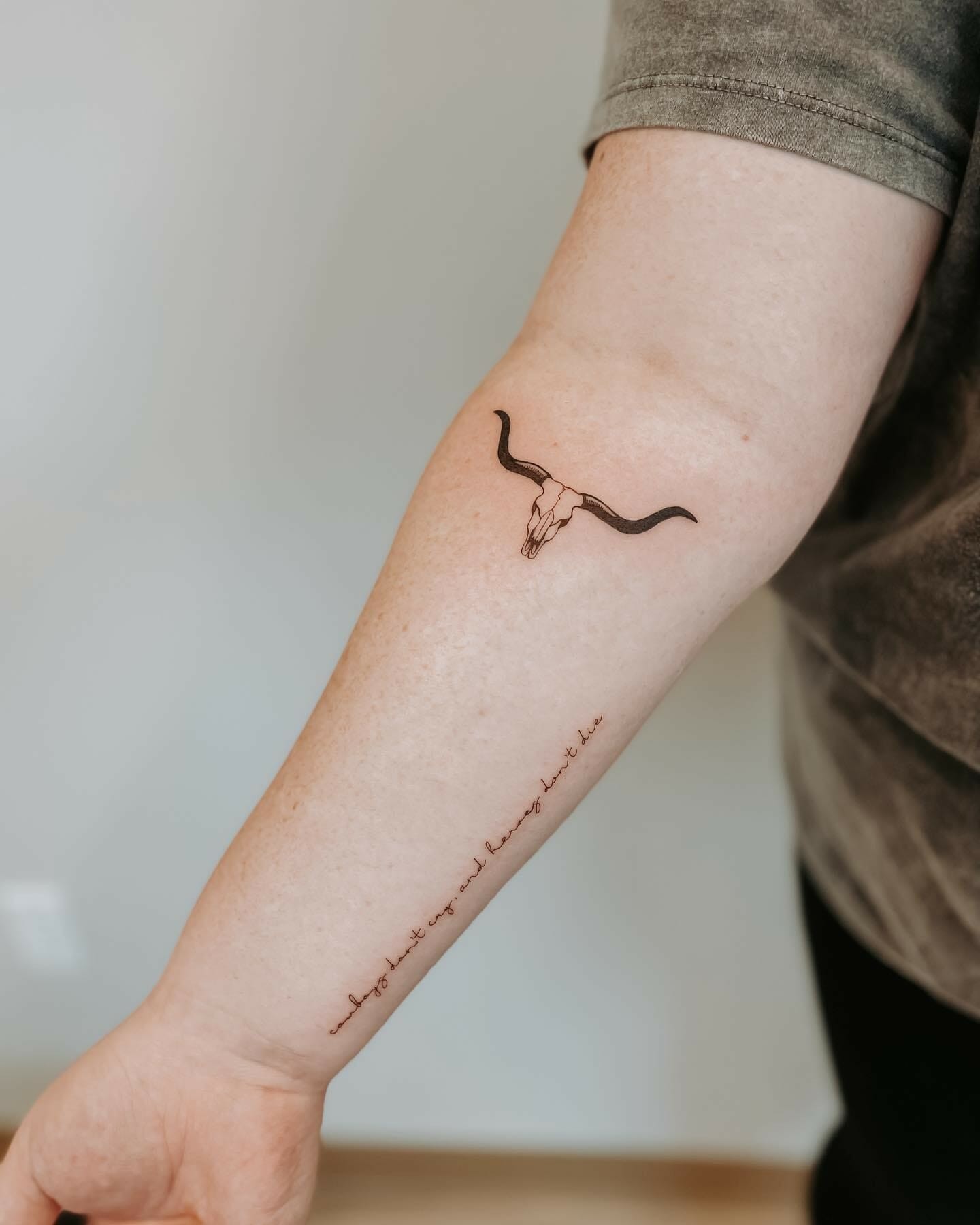 Simple Longhorn Bull Skull Tattoo