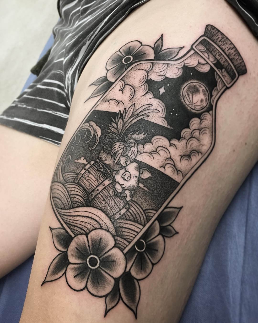 Adventures Captured In A Bottle Tattoo