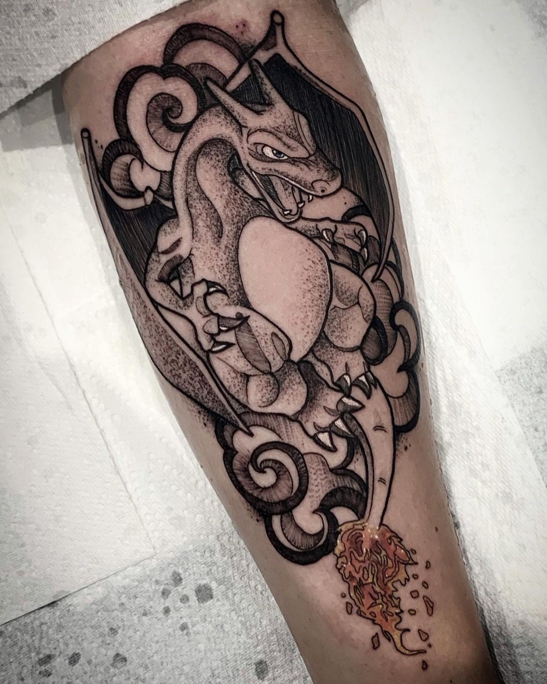 Charizard Blackwork Tattoo