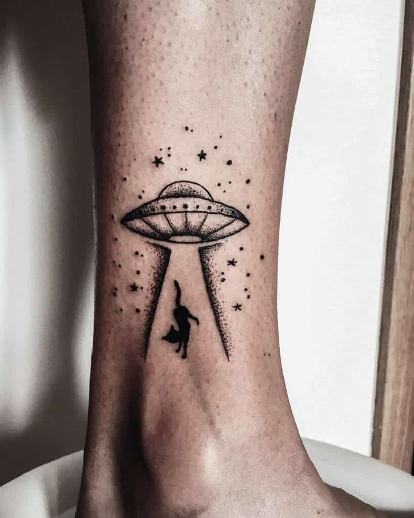 Spaceship Ankle Tattoos