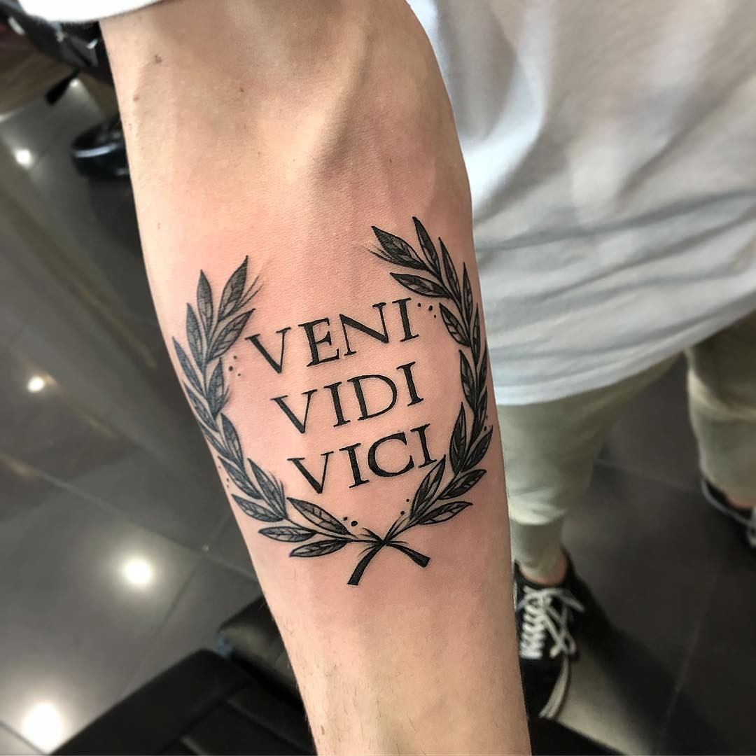 Veni Vidi Vici Tattoo On Forearm