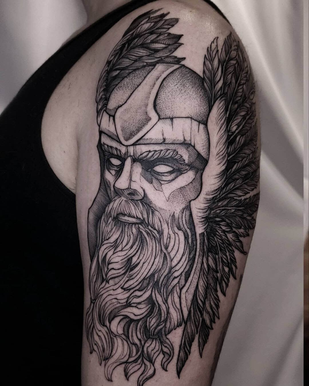 Shoulder Piece God Of Thunder Black Ink Design