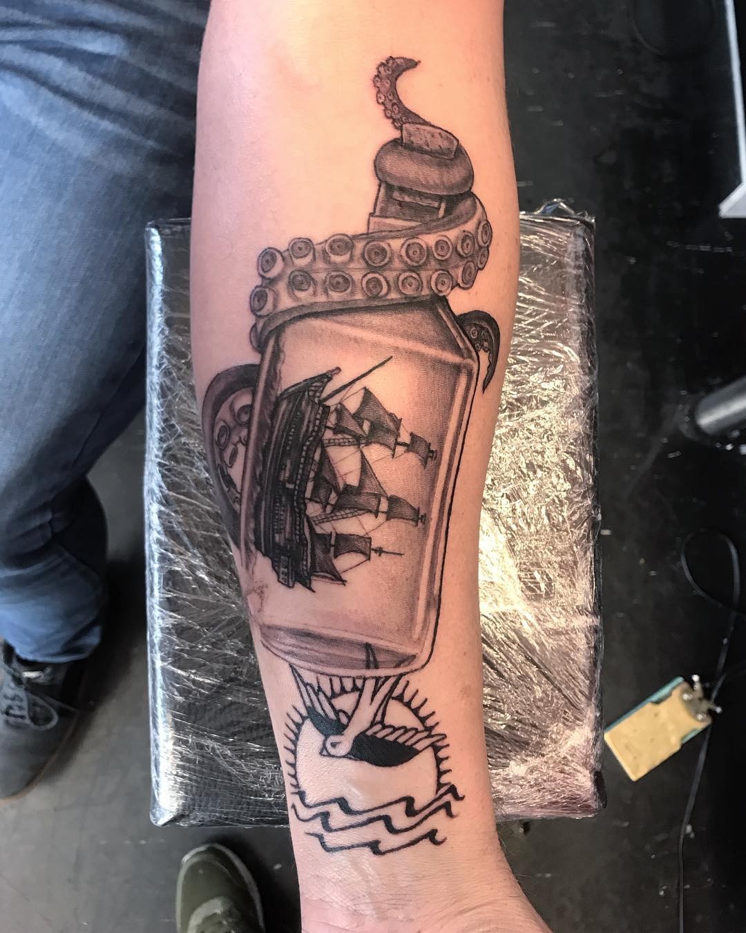 Ship in a Bottle Tattoo