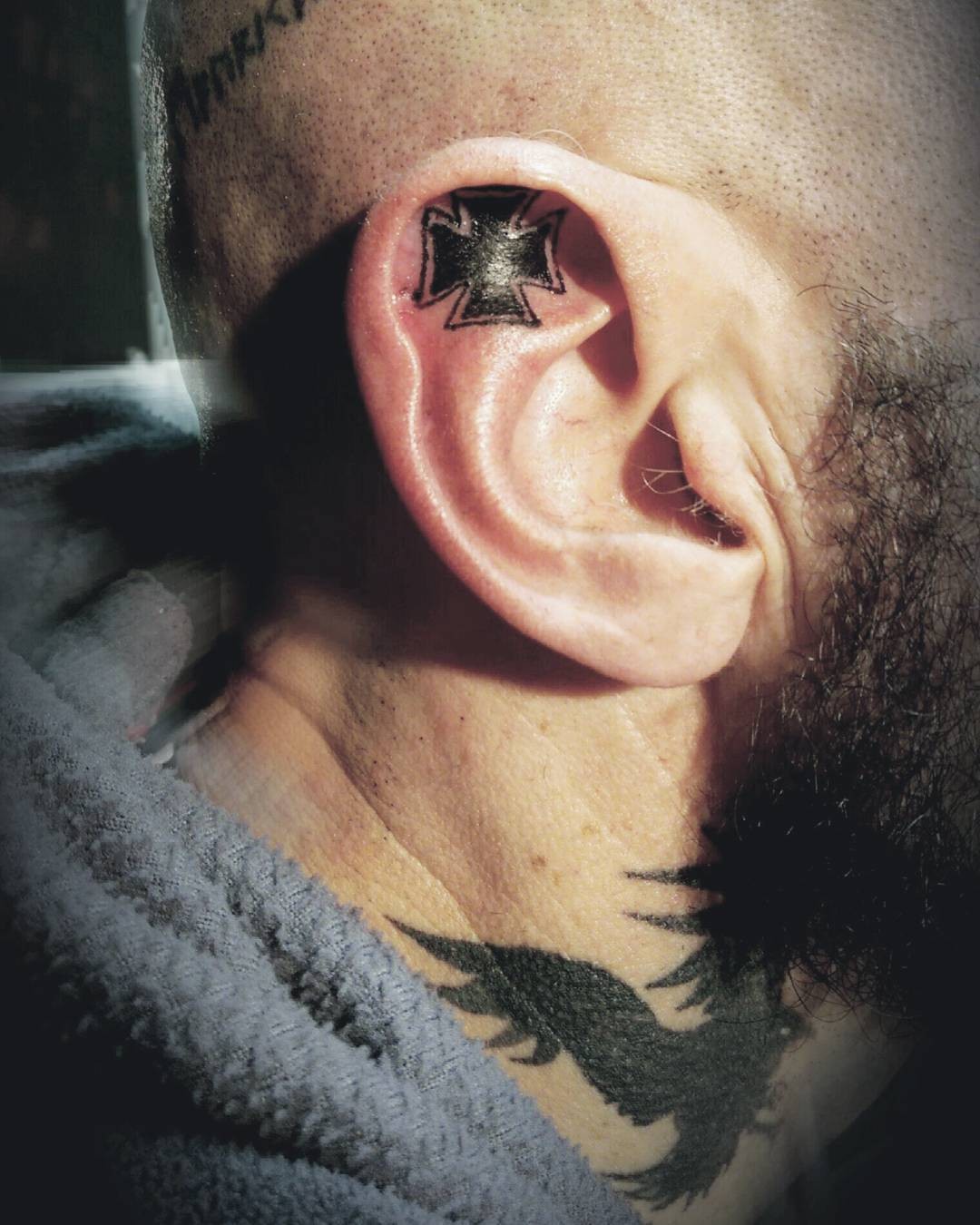 Iron Cross Ear Small Tattoo