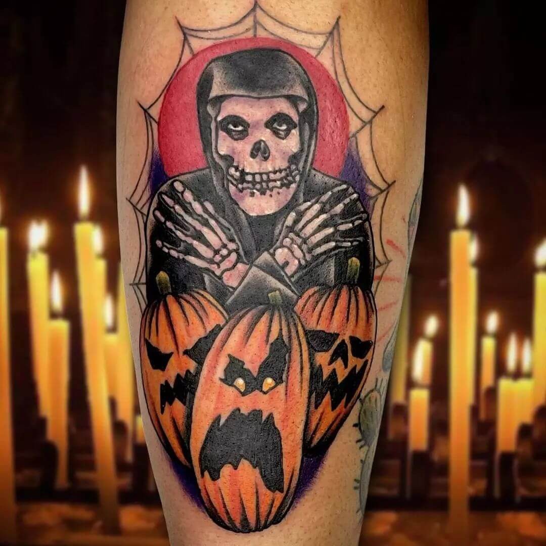 Halloween Skull Sleeve Tattoo