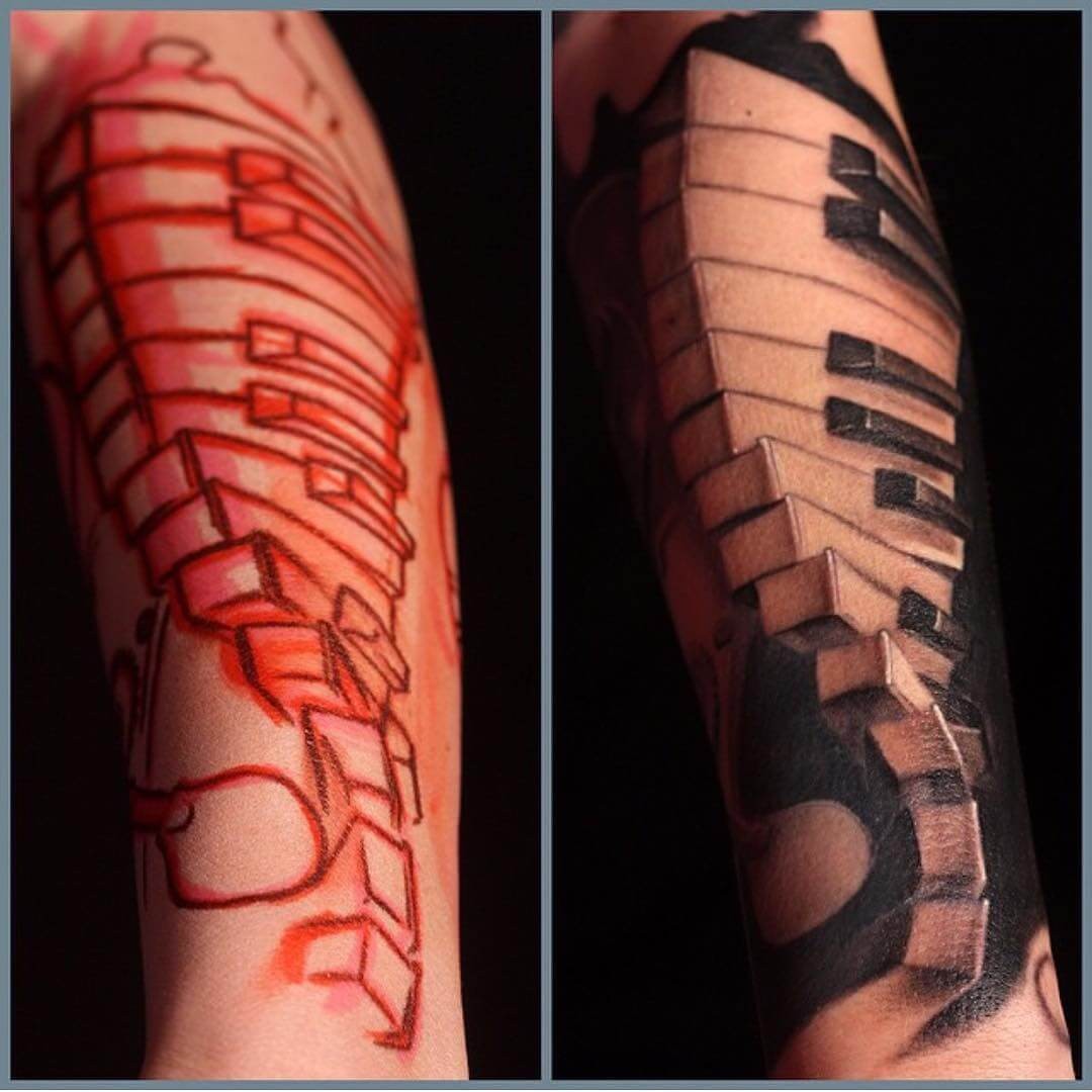 Piano Keyboard Forearm Tattoo