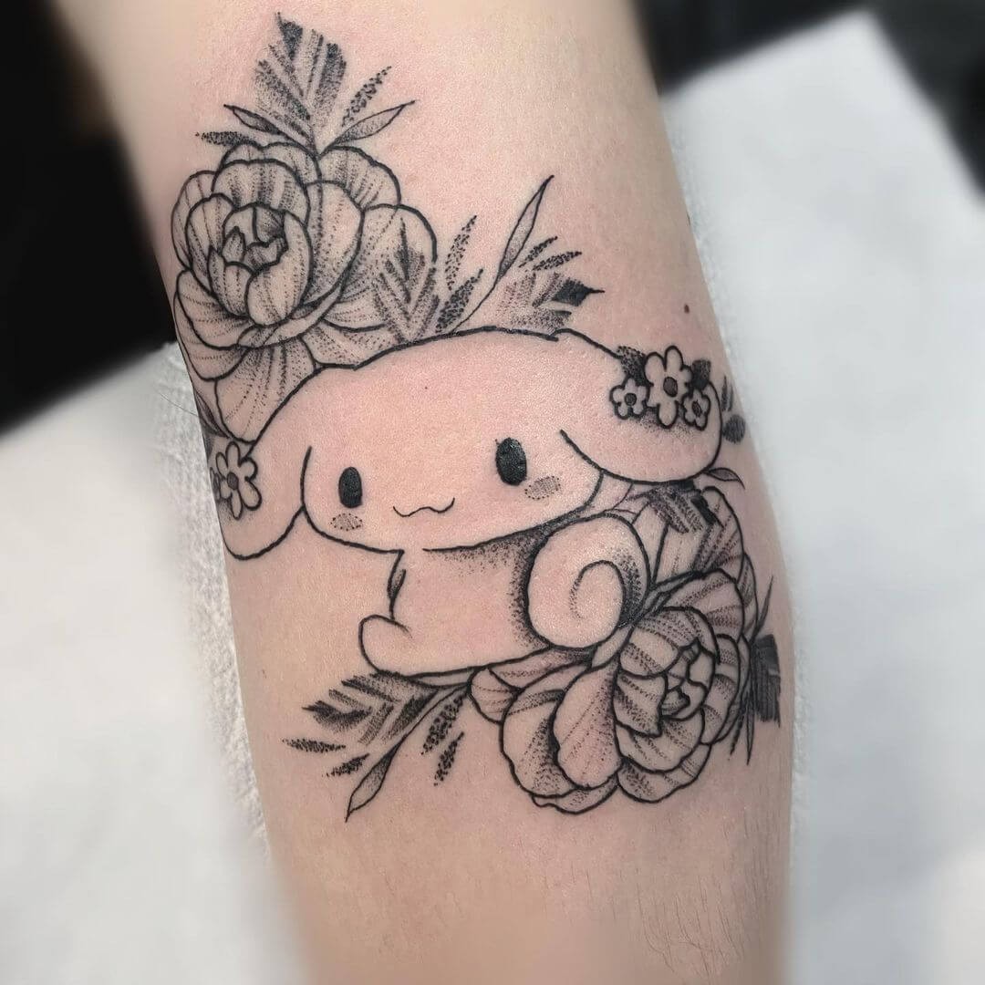 Black And White Cinnamoroll Tattoo