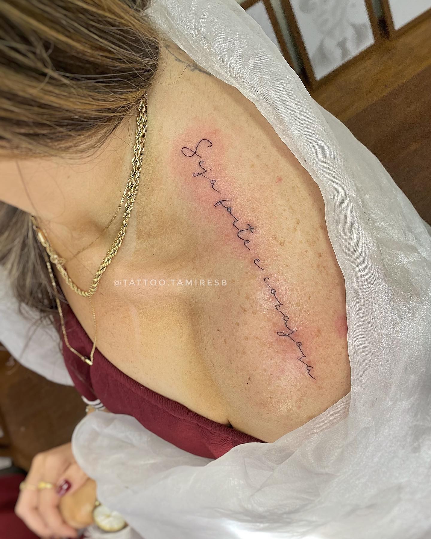 Cursive Collar Tattoo In Black