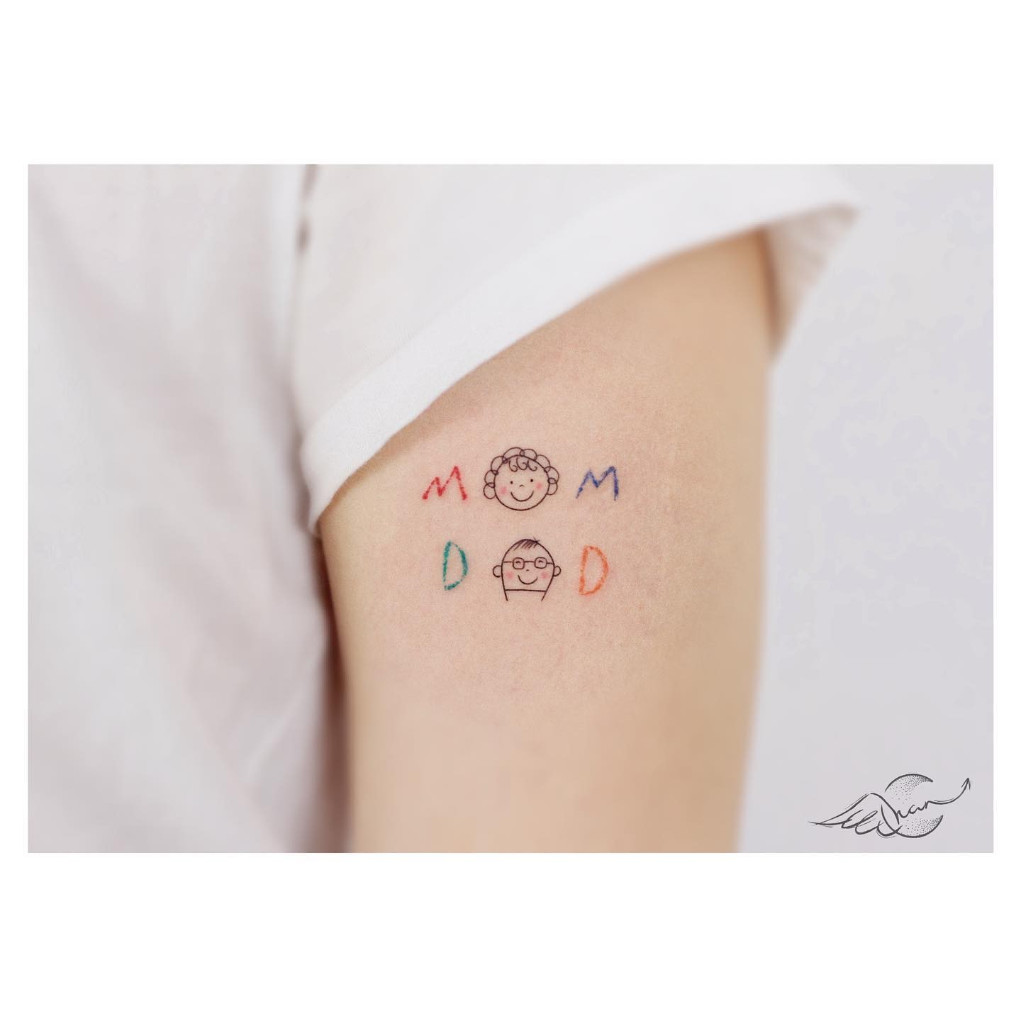 Adorable Mom And Dad Doodle Tattoo