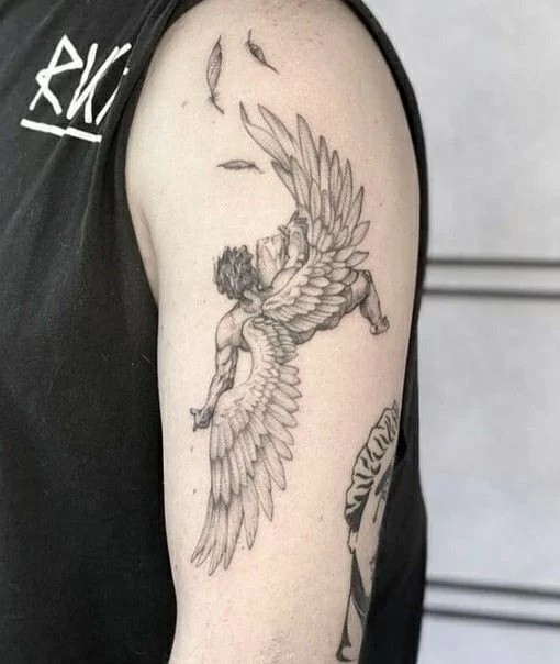 A Complex Graphic Icarus Tattoo