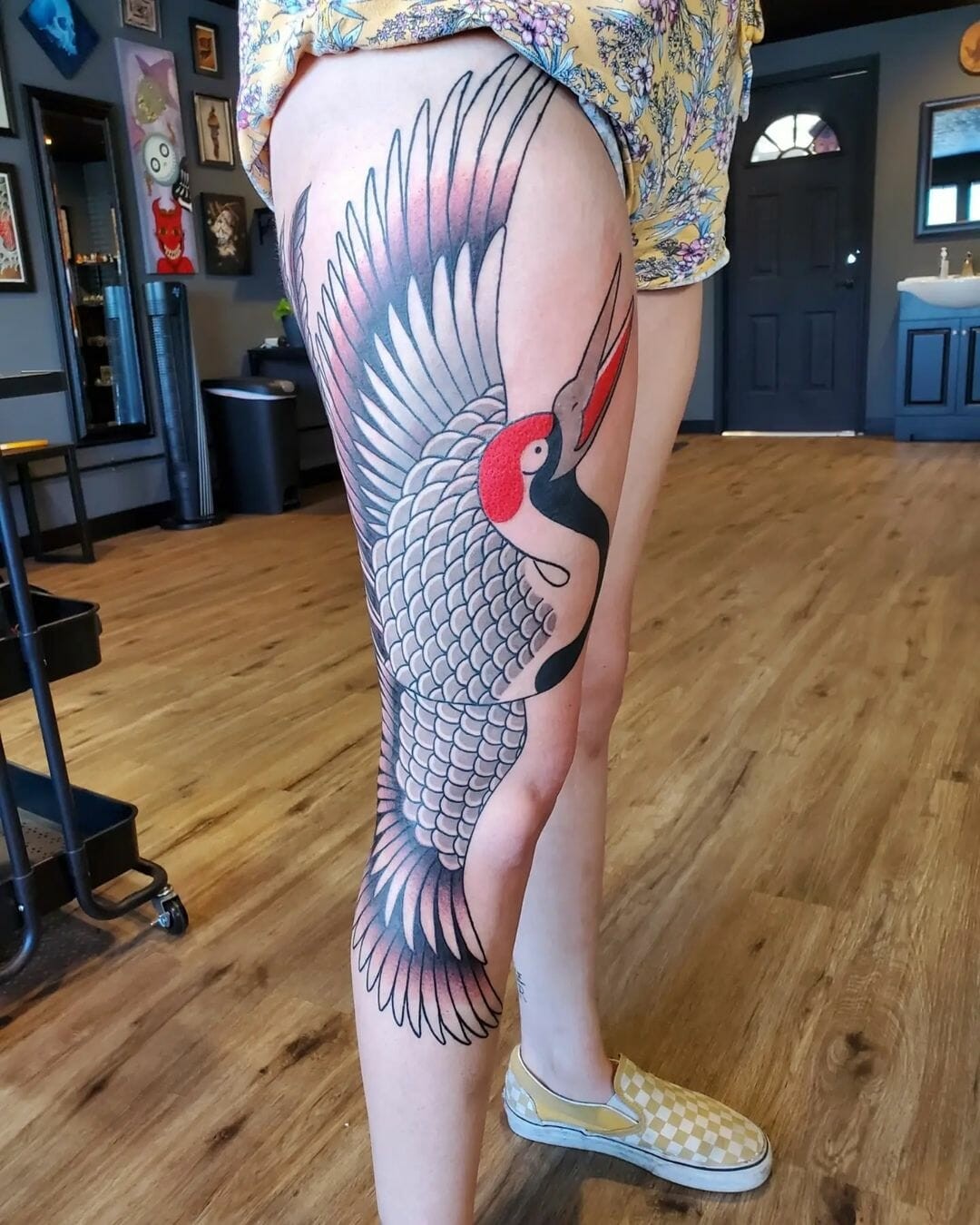 Leg Crane Tattoo