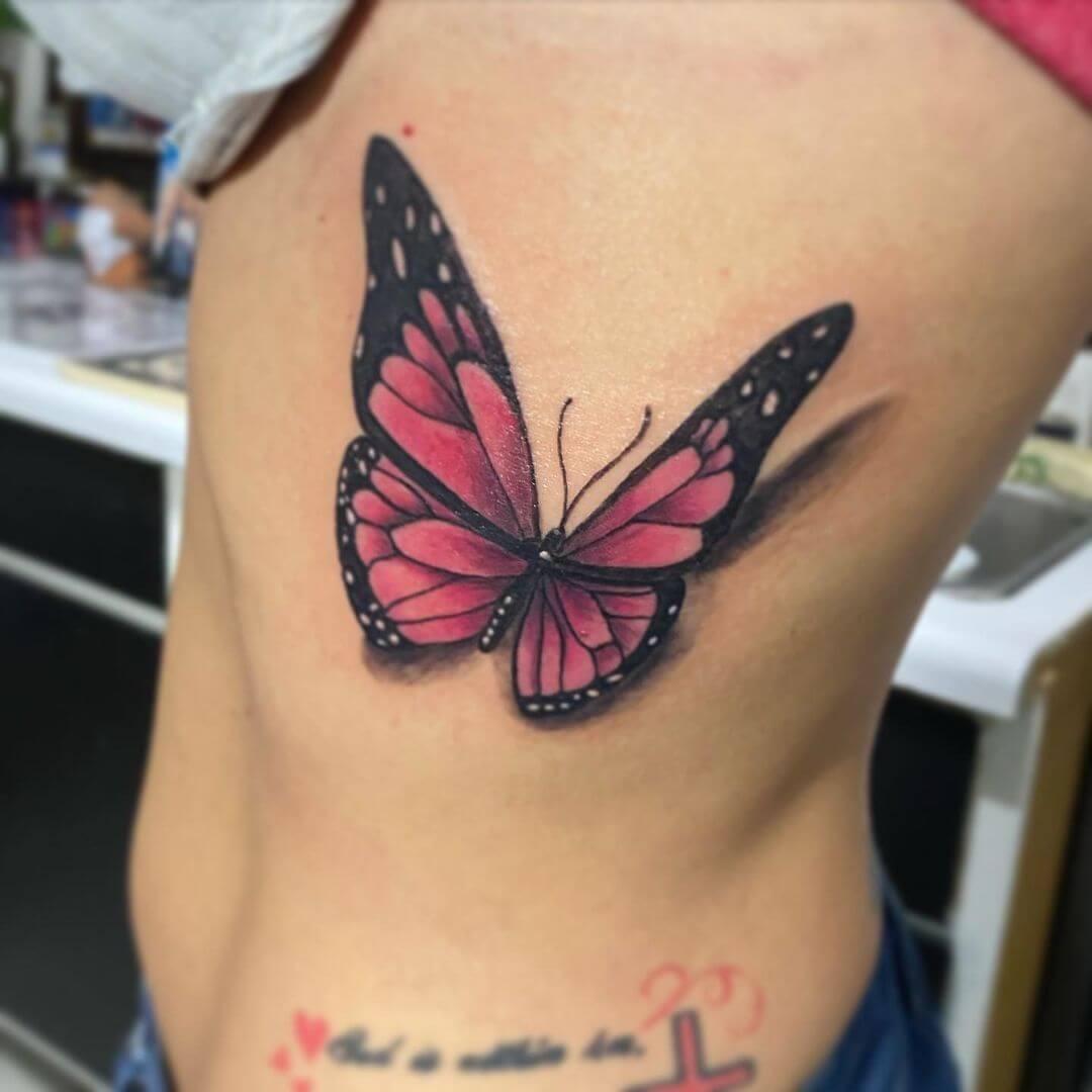 Realistic Purple 3d Butterfly Tattoo Design